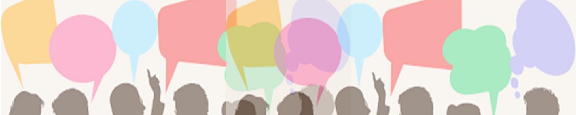 shadow profiles and speech bubbles