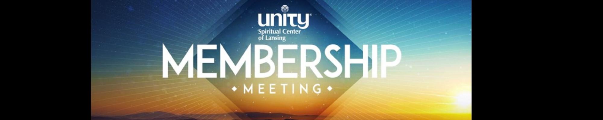 colors of sunrise with word "Annual Unity Membership Meeting"