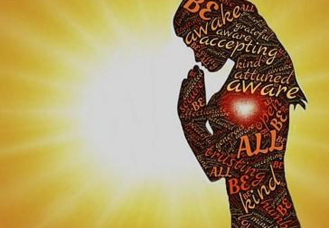 figure with prayer words