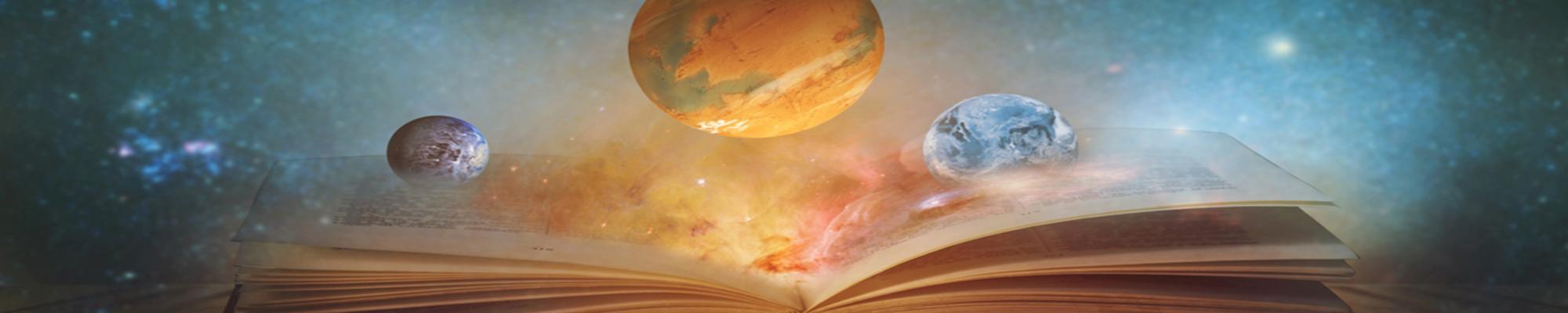 open book with world