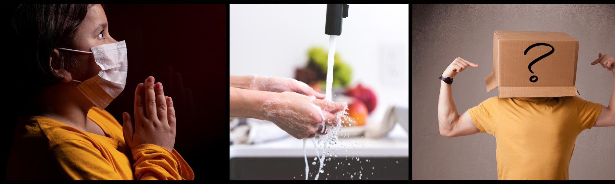 prayer, handwashing, box over head